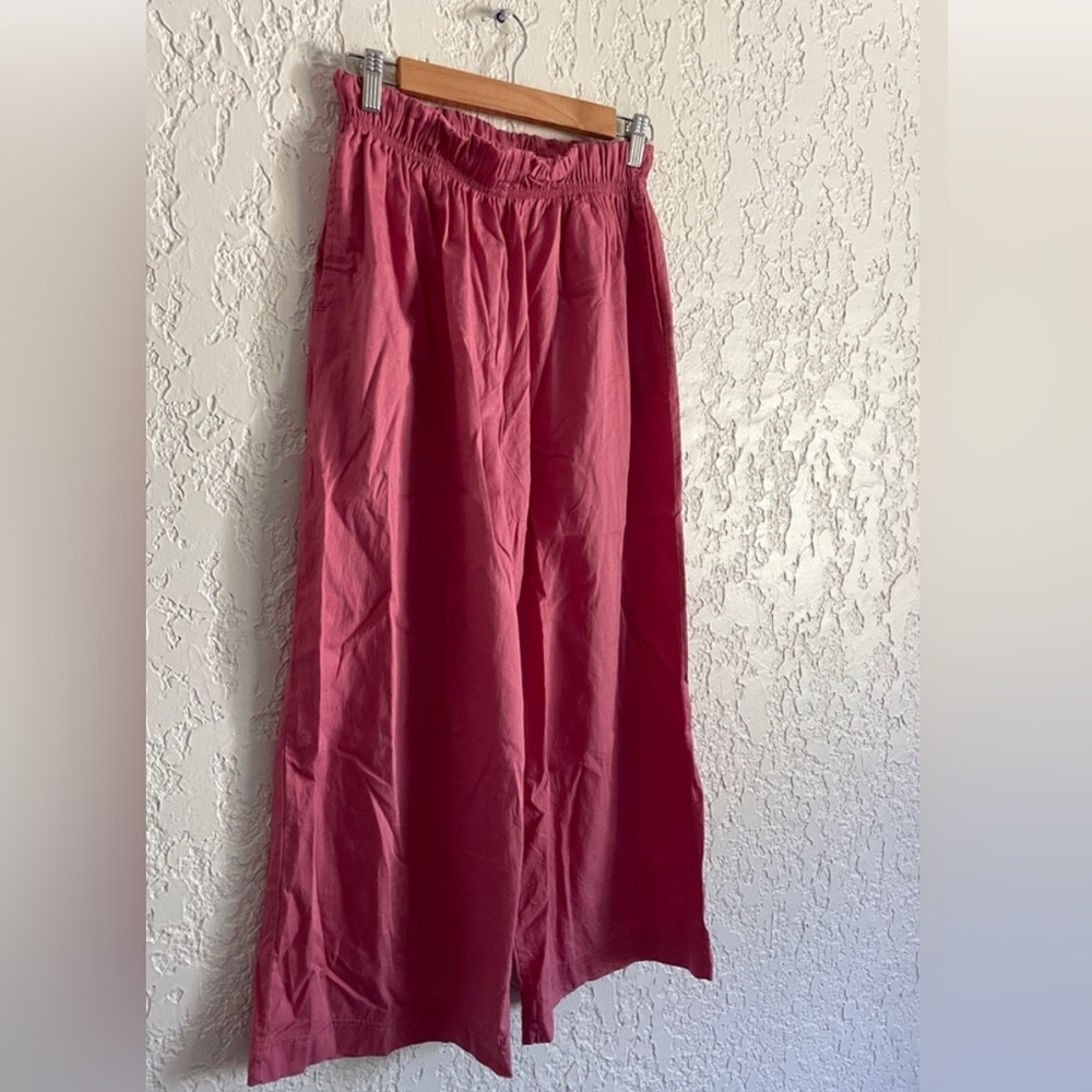 Los Angeles Apparel Palazzo Garment Dye Cropped Casual Pants